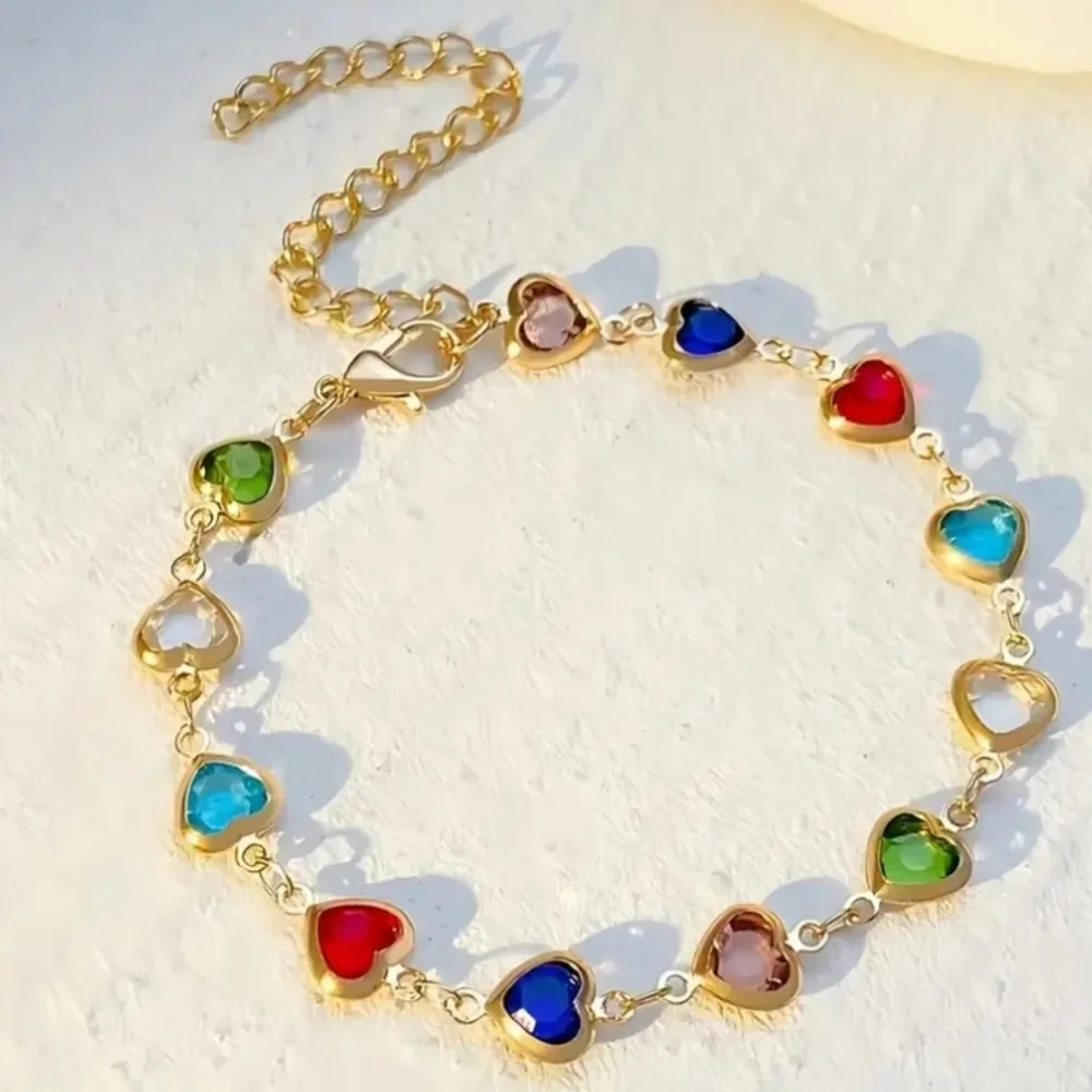 Crystal Heart Gold Bracelet